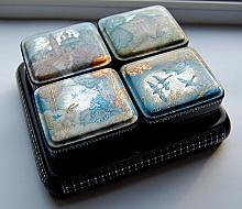 Seasons - set of 4 boxes, Fedoskino lacquer painting technique