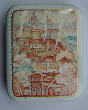 Winter Petersburg - a box, Fedoskino lacquer painting technique