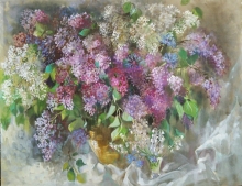 Lilac And Lilies-of-the-valley - watercolor, gouache