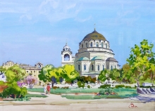 Crimea. Evpatoriya. The Church Of St. Nikolay - watercolor, gouache