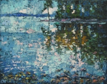 Onega Lake. White Night - oil, canvas, palette knife