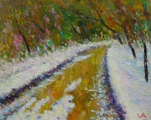Road To Miheytsevo - oil, canvas on cardboard