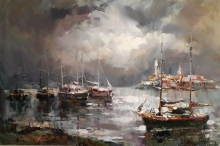Yachts - oil, canvas