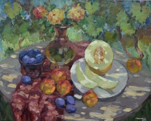 Still Life With A Melon - oil, canvas