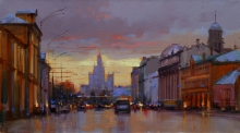 Dusk Is Going Down. New Square - oil, canvas