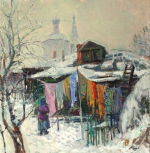 Winter Yard - oil, canvas