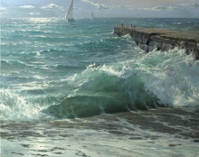 Breakwater - oil, canvas