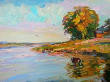 Warm Autumn - oil, fireboard